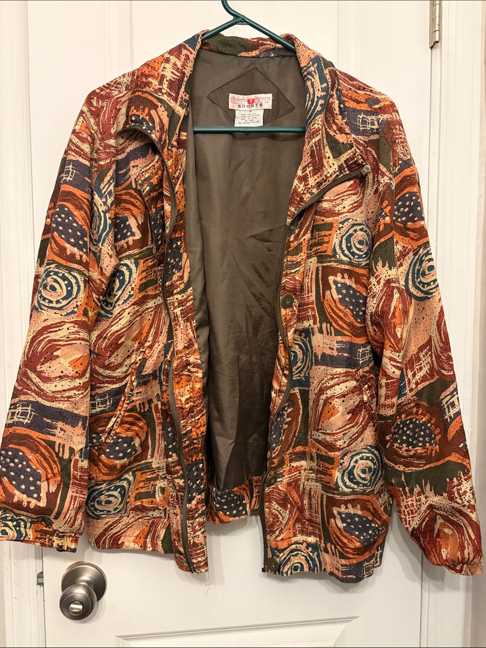 Vintage Orange Patterned Bomber Jacket